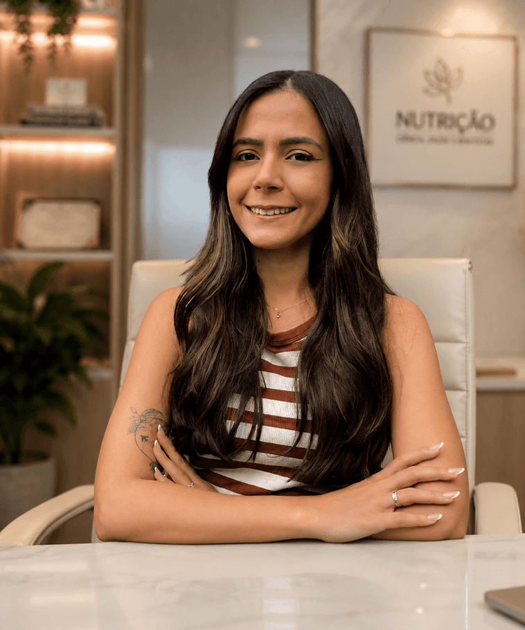 Nutricionista Paola Ribeiro em atendimento